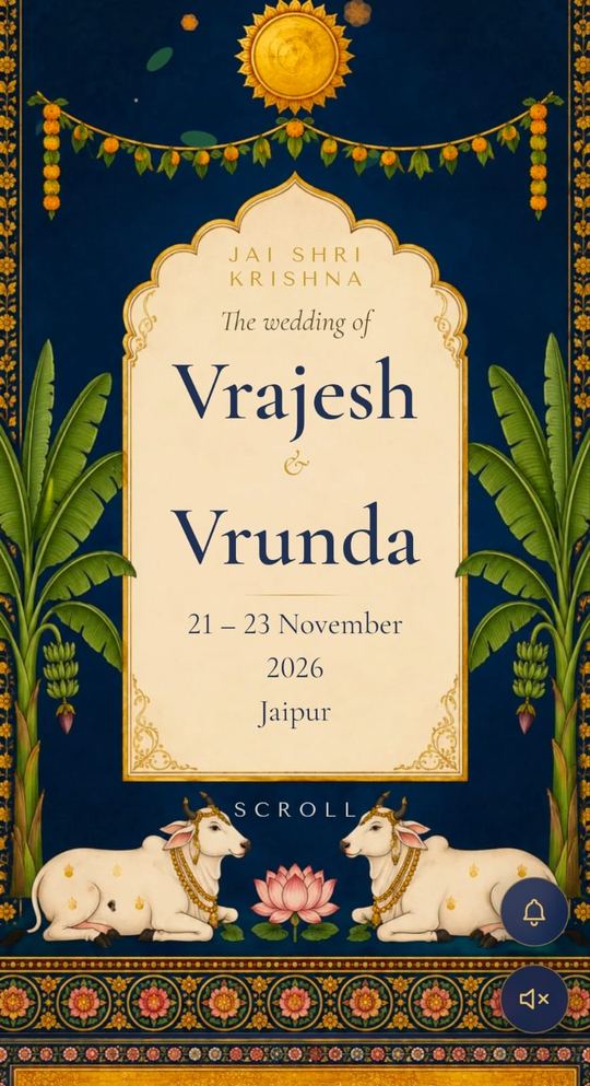 Pichwai Hindu wedding invitation website template